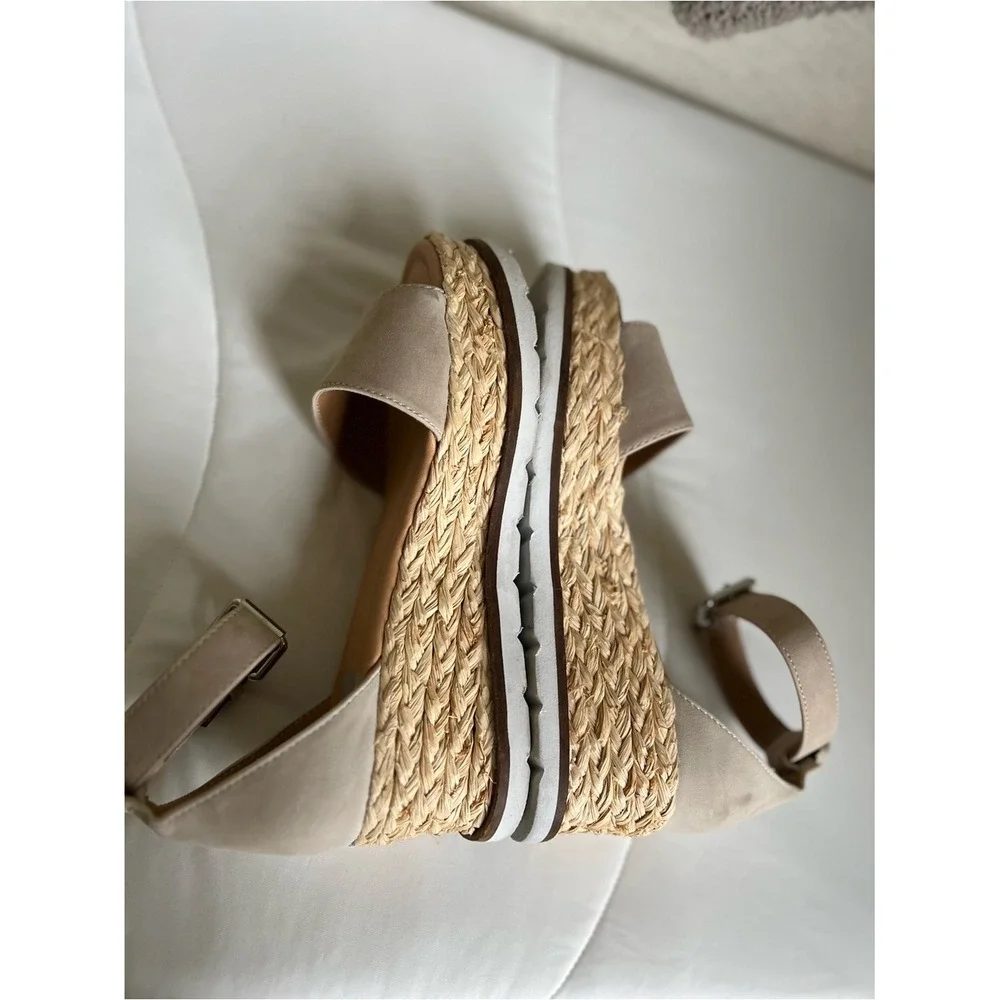 Dolce Vita Women's Neutral Espadrille Platform Sandals with Ankle Strap size 6